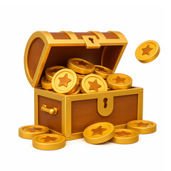 Treasure Chest Filled with Gold Star Coins