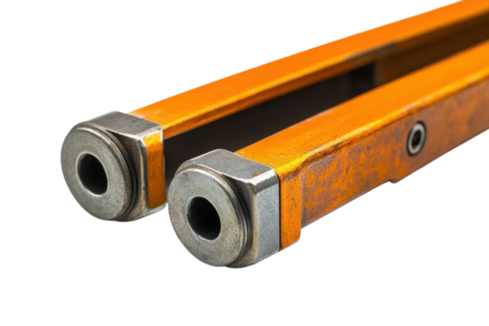 Orange metal bar with bolts