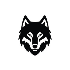 Stylized Black and White Wolf Head Logo Icon Graphic Design