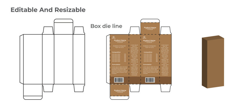 Medicine Box die line template Medicine box die cut Medicine box die cut  Cosmetic box template	with print ready 
