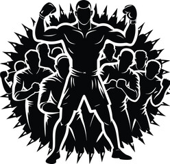 Fototapeta premium Abstract Fighter Silhouette Vector: Minimalist Boxer in a Striking Pose