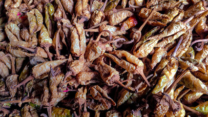 close up of dried Chillies.