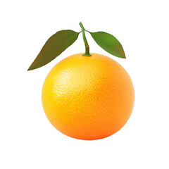 Isolated, vibrant orange with leaves;  high-resolution, transparent PNG; perfect for fresh food design.
