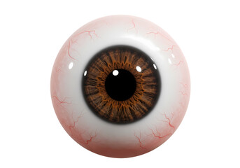 Closeup of a Realistic Artificial Human Eye with Hazel Iris isolated on transparent baackground