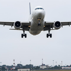 Airplane Landing: Commercial Jet Approach, Air Travel Photography, Aircraft Descent, Aviation Scene, Airport Runway