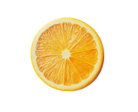 A juicy orange slice closeup photography isolated on transparent PNG