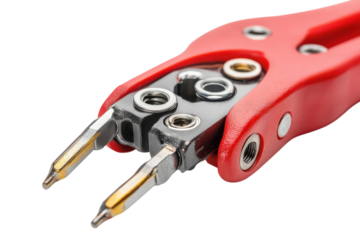 Red snap ring pliers close up