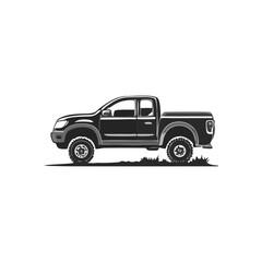 Fototapeta premium Powerful Pickup Truck Vehicle Silhouette Symbol Icon A Side Profile Illustration