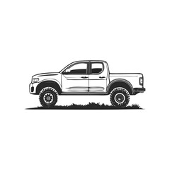 Powerful Pickup Truck Illustration Vehicle Silhouette Symbol Icon Side View Graphic