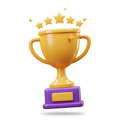 3D Golden Trophy with Stars: Success, Achievement, Victory