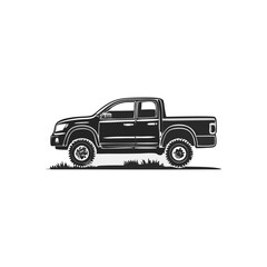 Powerful Pickup Truck Vehicle Silhouette Symbol Icon Vector Illustration for Design Projects