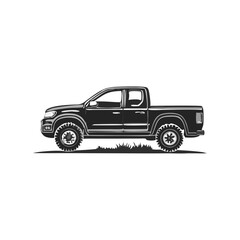 Pickup Truck Vector Illustration Vehicle Silhouette Symbol Icon Side Profile Graphic