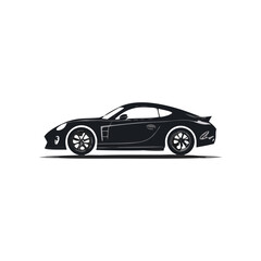 Sleek Black Coupe Vehicle Silhouette Symbol Icon Side Profile Vector Graphic
