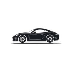 Sleek Black Coupe Vehicle Silhouette Symbol Icon Side Profile Illustration