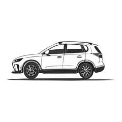 White SUV Side Profile Vehicle Silhouette Symbol Icon Vehicle Illustration for Automotive Design