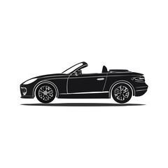 Obraz premium Sleek Black Convertible Vehicle Silhouette Symbol Icon Luxury Car Side Profile Illustration