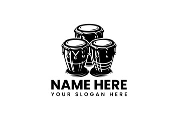 Conga drums vector logo set featuring detailed textures and rhythmic musical elements