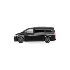 Black Minivan Vehicle Silhouette Symbol Icon Side View Illustration