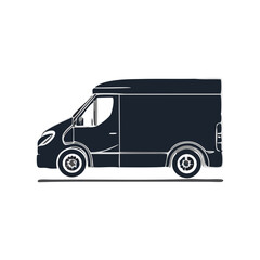Professional Cargo Van Illustration Vehicle Silhouette Symbol Icon Side View Graphic