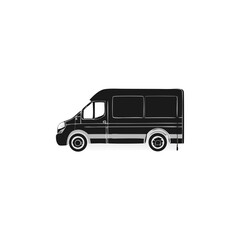 Black Passenger Van Side View Vehicle Silhouette Symbol Icon Transportation Icon Illustration