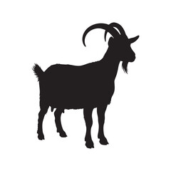 vector silhouette of a goat on a white background