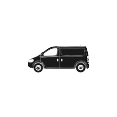 Black Panel Van Vehicle Silhouette Symbol Icon Side View Illustration