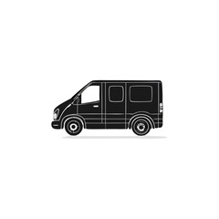 Van Illustration Vehicle Silhouette Symbol Icon Simple Black and White Side View Graphic