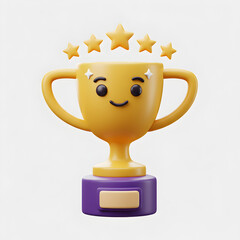 Cute Trophy Illustration: Success, Achievement, and Winning Design
