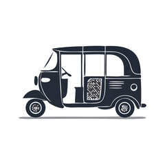 Obraz premium Auto Rickshaw Vehicle Silhouette Symbol Icon Asian Transportation Icon - Vector Illustration
