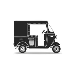Fototapeta premium Auto Rickshaw Vehicle Silhouette Symbol Icon A Side Profile Vector Illustration