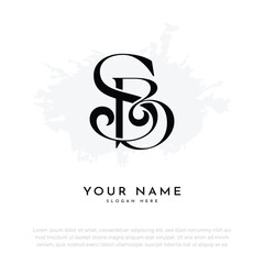 SB BS initial letter handwriting and luxury monogram logo