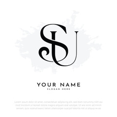 SU US initial letter handwriting and luxury monogram logo