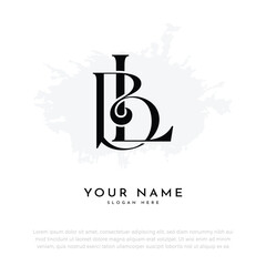 LB BL initial letter handwriting and luxury monogram logo