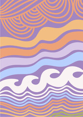 illustration, abstract, texture, nature, art, graphic, vector, design, modern, summer, pattern, color, background, card, wallpaper, decoration, decor, print, flower, retro, wave, wavy, geometric, vint