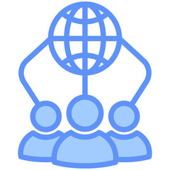 Network Icon Outline Blue