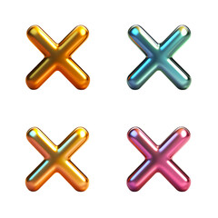 Obraz premium Colorful 3D Rendered Cross Symbols Gold, Teal, Amber, Pink