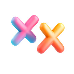 Obraz premium Colorful 3D X Marks Gradient Pink and Orange Cross Symbols