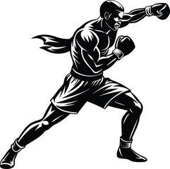 Fototapeta premium Contemporary Boxer Outline Vector: Bold Silhouette for Fitness Design