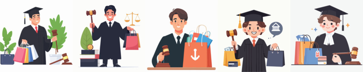vector character judge is shopping