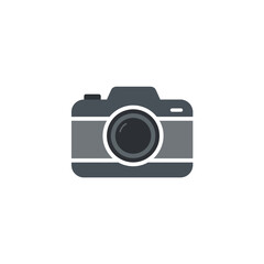 Simple Flat Design Camera Icon on White Background for Photography Projects