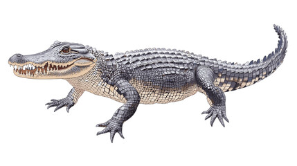 Obraz premium Crocodile aligator caiman reptile vector illustration isolated on a white background