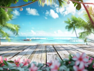Sale banner with summer beach view , useful for retail stores and online campaigns