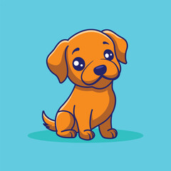 Cute Dog Sitting Cartoon Vector Icon Illustration. Animal Nature Icon Concept Isolated Premium Vector. Flat Cartoon Style
