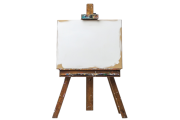 Artistic Blank Canvas on Easel Painting Ready Art Inspiration Creative Expression Studio on transparent background