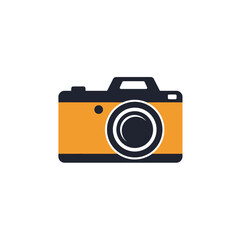 Stylized Orange and Black Camera Icon on a Clean White Background