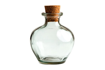 Apothecary Empty Bottle Clear Glass Cork Stopper Still Life Vintage Style Isolated on Black on transparent background