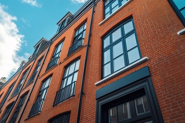 Obraz premium Old red brick architecture with many windows characterizes this historic London building