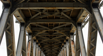 Underside View of a Steel Bridge Structure Architectural Engineering Marvel