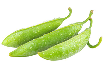 Fresh Garden Peas with Dew Drops Close up Macro Shot of Organic Green Vegetables for Healthy on transparent background