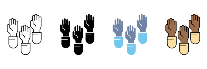 RAISE HANDS concept line icon. Simple element illustration.